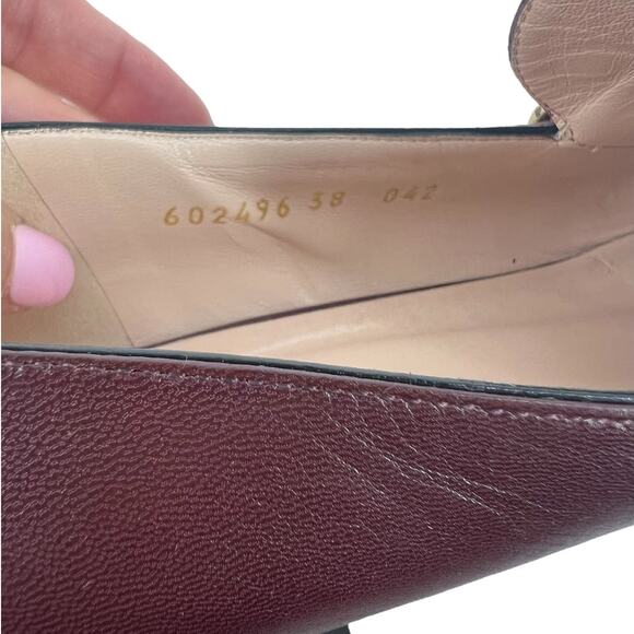 Gucci Malaga Kid GG Marmont Loafers in Vintage Bordeaux - Picture 12 of 15